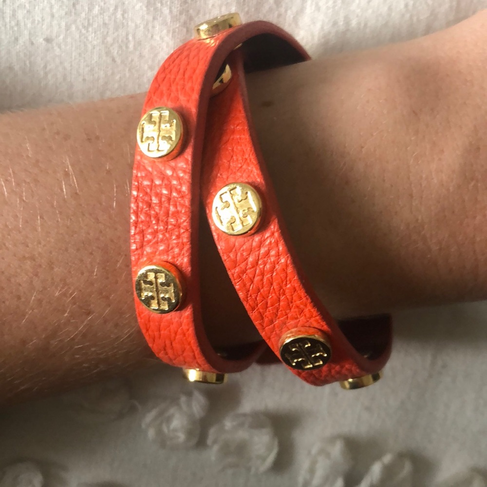 Tory Burch orange logo wrap bracelet
